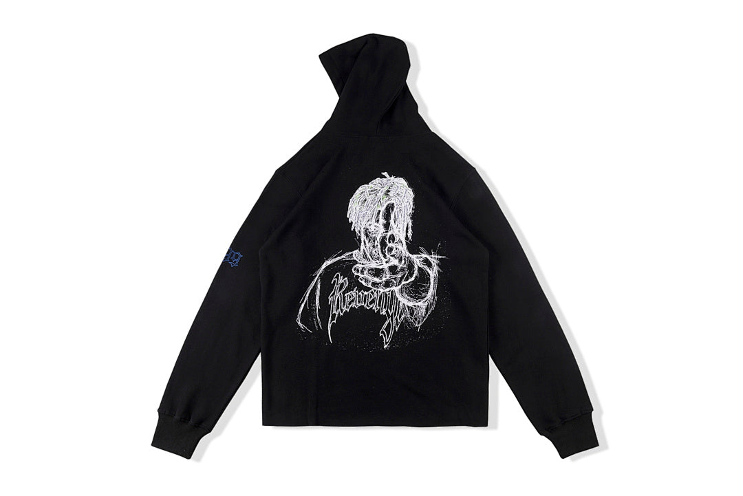Revenge Sketch Portrait Graphic Hoodie - Black - product image 2