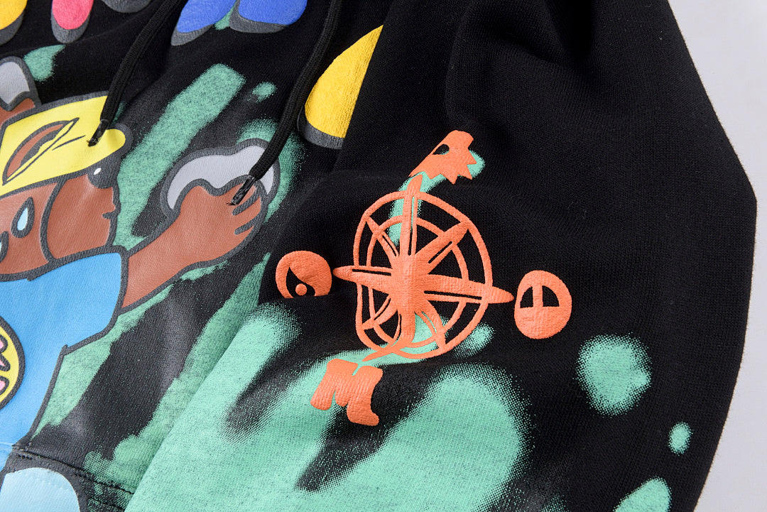 Travis Scott Cactus Jack x Readymade Tie-Dye Bear Hoodie - Black / Yellow / Cream Light Blue - product image 7