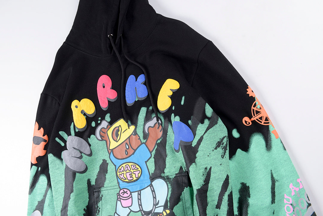 Travis Scott Cactus Jack x Readymade Tie-Dye Bear Hoodie - Black / Yellow / Cream Light Blue - product image 13