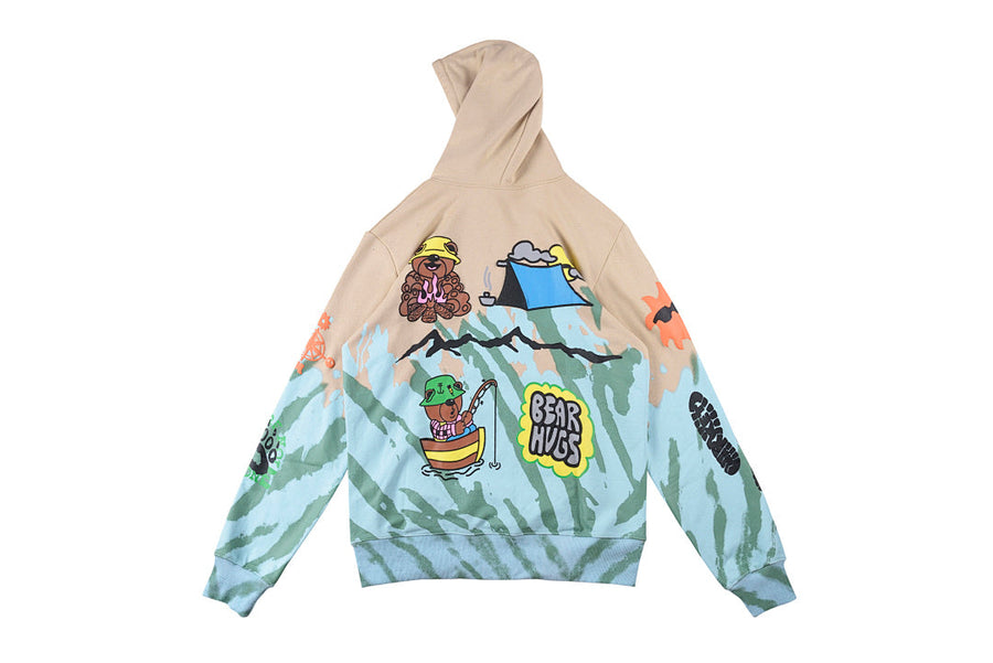 Travis Scott Cactus Jack x Readymade Tie-Dye Bear Hoodie - Black / Yellow / Cream Light Blue
