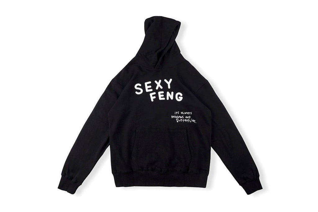 Rainbow Graffiti Sexy Letter Hoodie - Black - product image 1