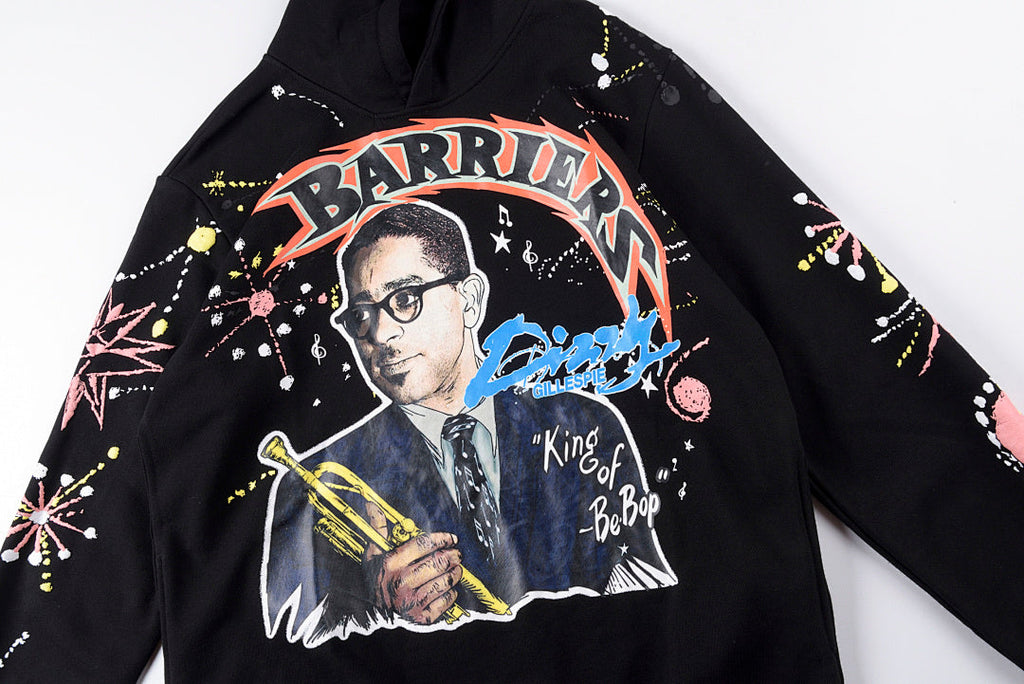 Barriers Worldwide Dizzy Gillespie Paint Double-Sided Portrait Hoodie - Black - product image 12