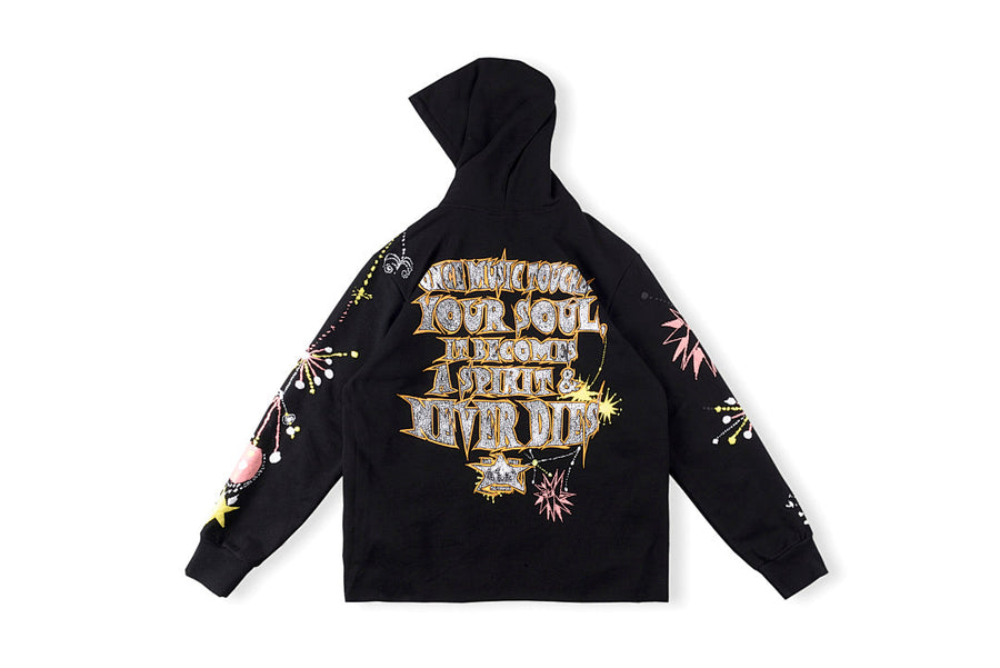 Barriers Worldwide Dizzy Gillespie Paint Double-Sided Portrait Hoodie - Black