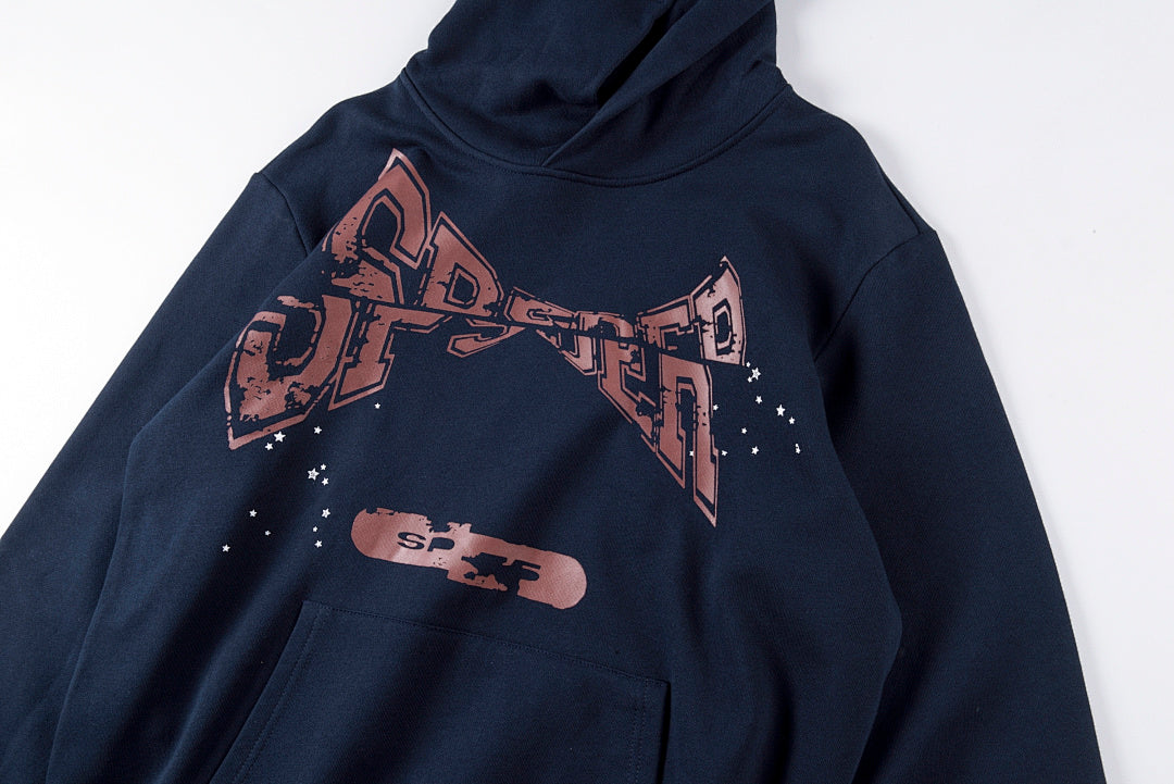 Sp5der 555555 Patchwork Hoodie - Navy / Light Gray - product image 7