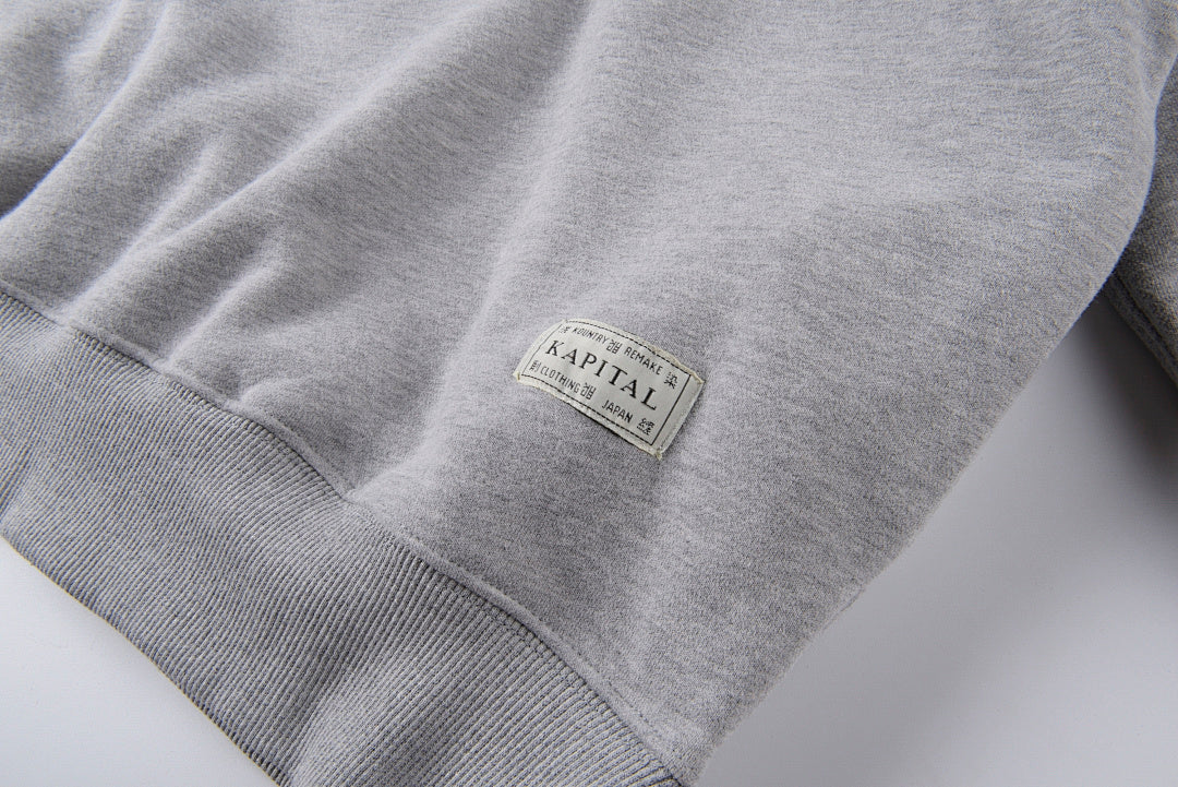 Kapital Kountry Smile Patch Reversible Hoodie - Light Gray / Gray - product image 5