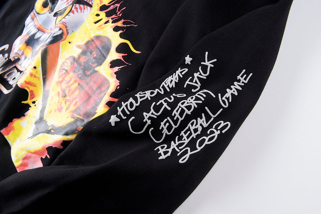 Travis Scott Cactus Jack Softball Classic Baseball Hoodie - Black - product image 7