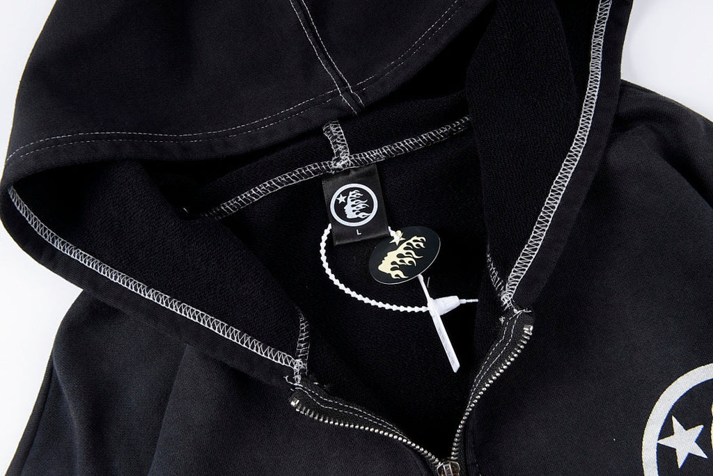 Hellstar Studios Vintage Washed Big Logo Zip-Up Hoodie - Black - product image 5
