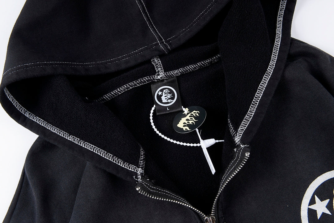 Hellstar Studios Vintage Washed Big Logo Zip-Up Hoodie - Black - product image 5