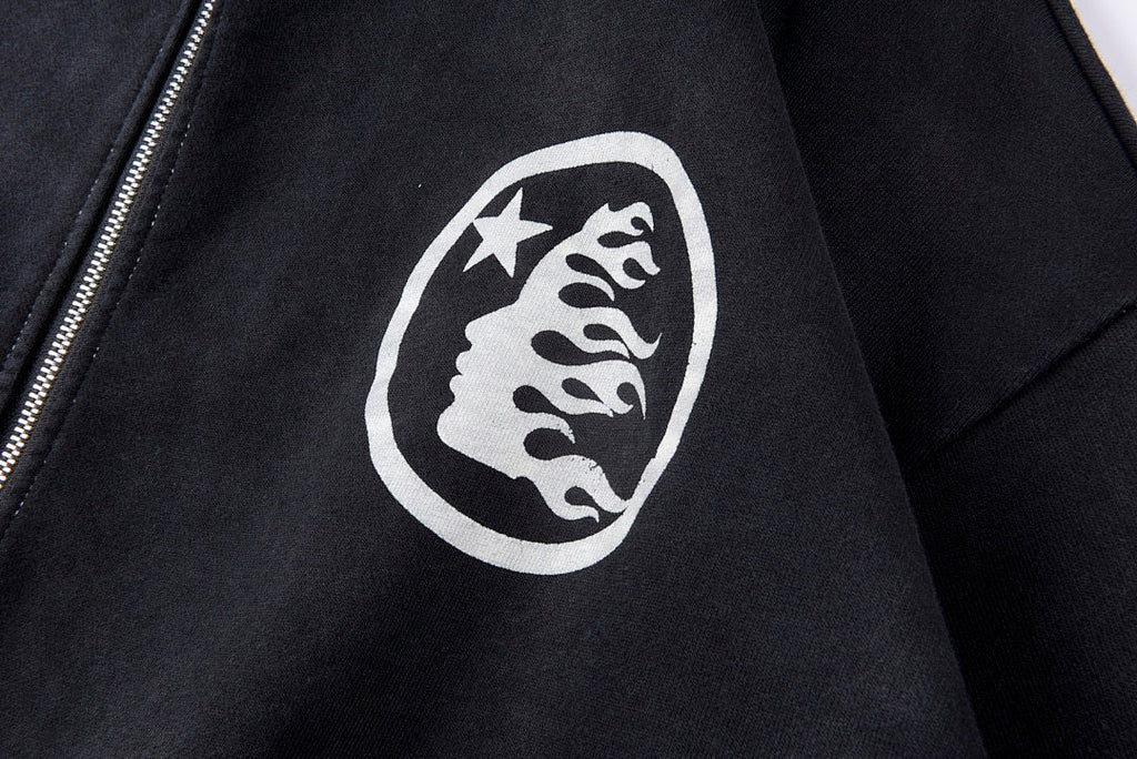 Hellstar Studios Vintage Washed Big Logo Zip-Up Hoodie - Black - product image 7