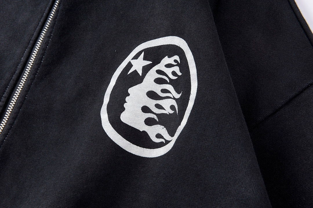 Hellstar Studios Vintage Washed Big Logo Zip-Up Hoodie - Black - product image 7