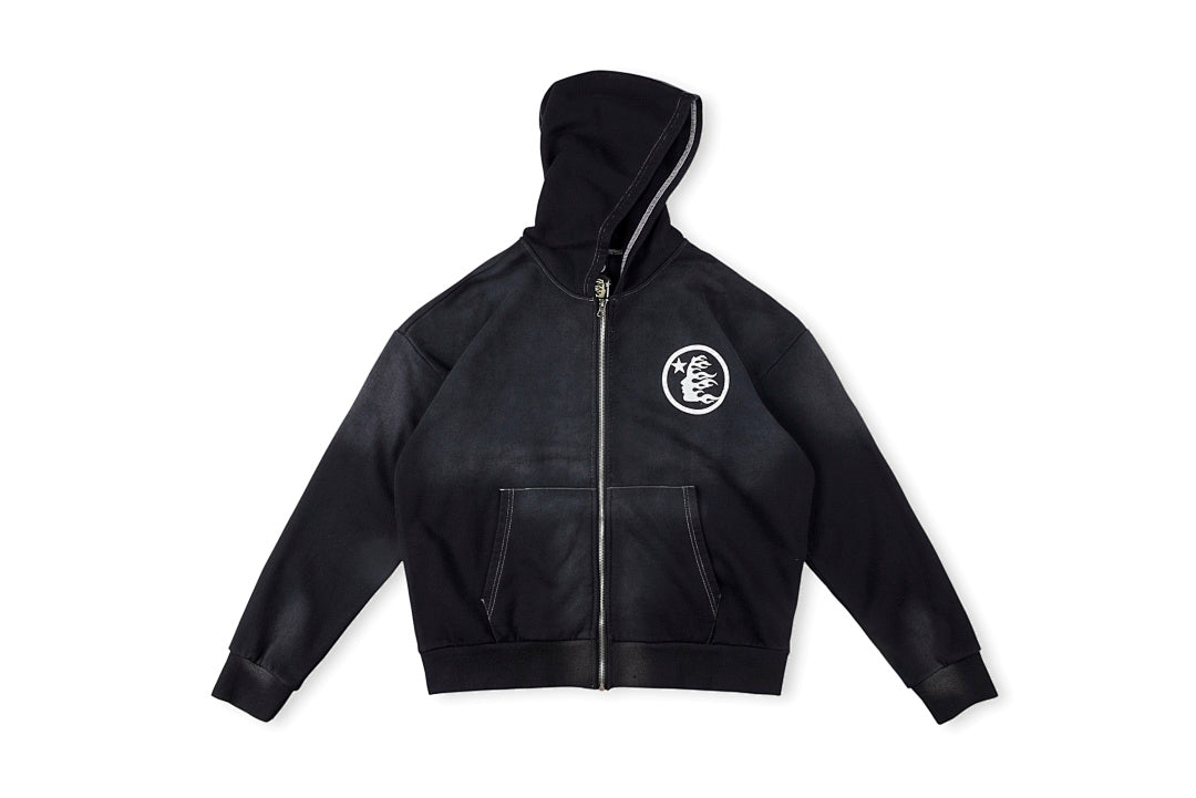Hellstar Studios Vintage Washed Big Logo Zip-Up Hoodie - Black - product image 1