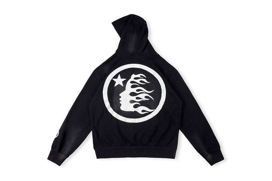 Hellstar Studios Vintage Distressed Puff Print Hoodie - Black