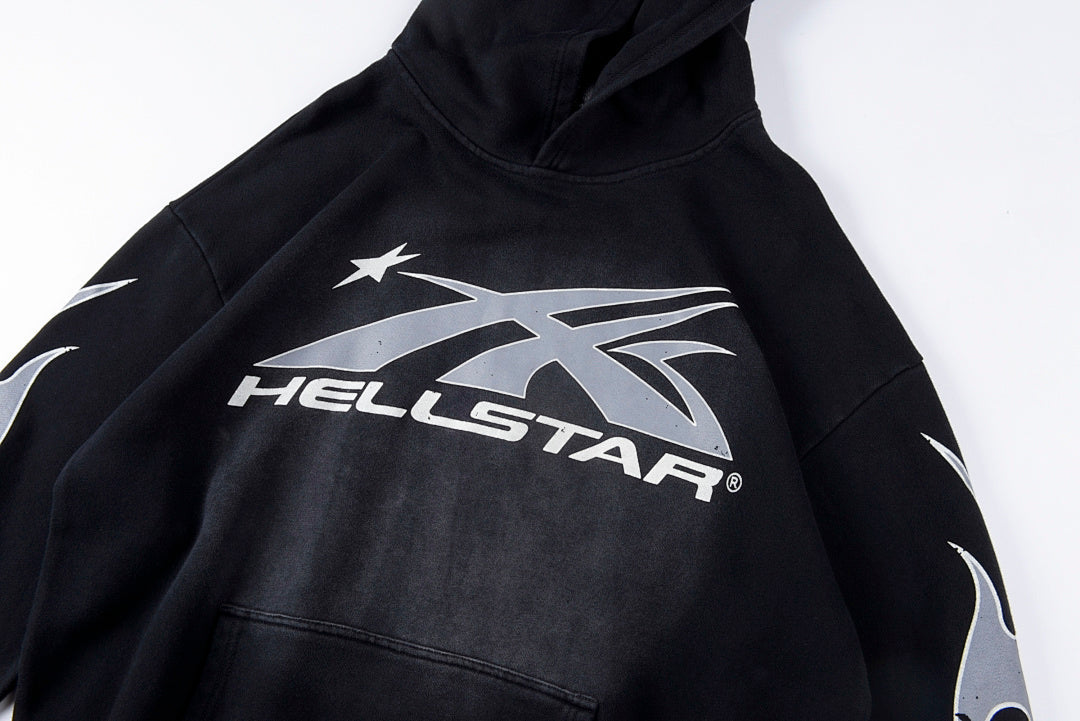 Hellstar Studios Hip-Hop Graffiti Portrait Vintage Hoodie - Black - product image 11