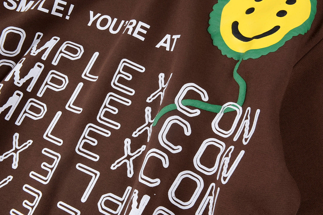 CPFM LA Exhibition Sunflower Smiley Puff Print Crewneck Sweatshirt - Burgundy Brown - product image 6