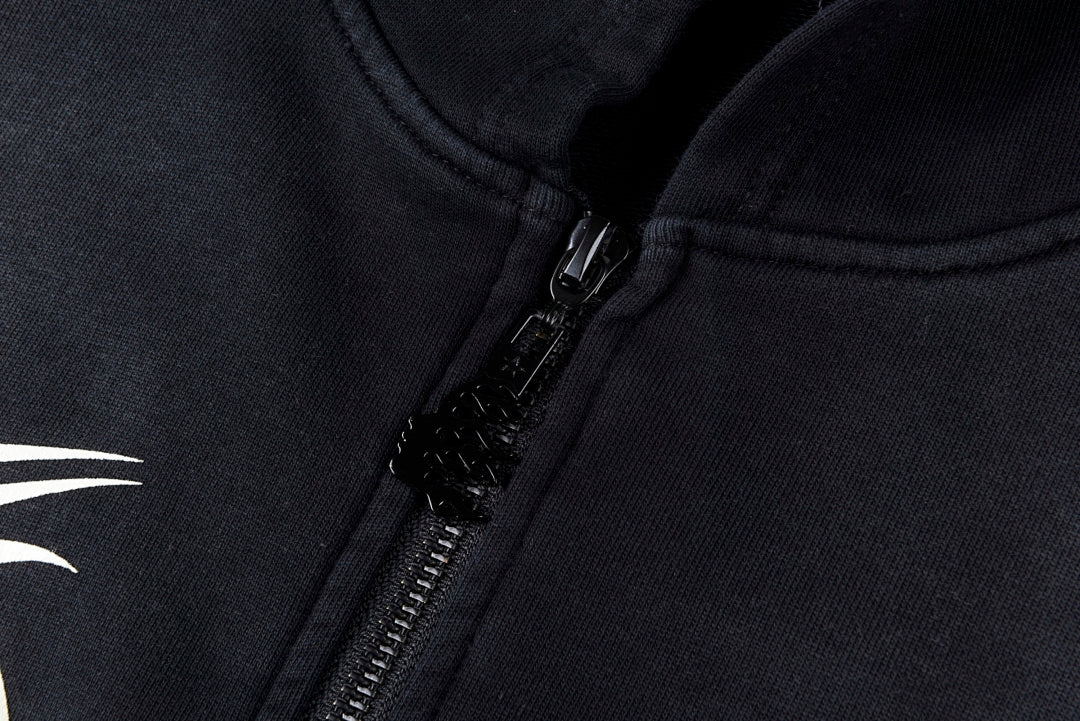 Hellstar Studios Sports Big Logo Washed Cotton Zip-Up Hoodie - Black / Yellow - product image 5