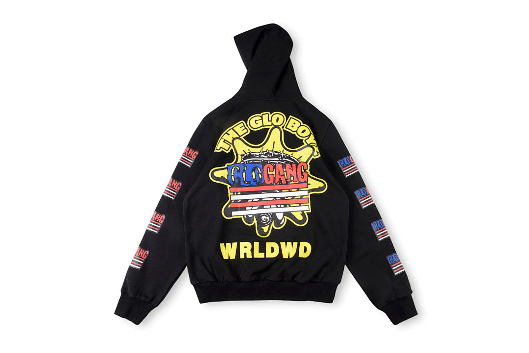 Glo Gang Boyz Worldwide Beverage Cartoon Zip-Up Hoodie - Light Gray - product image 3
