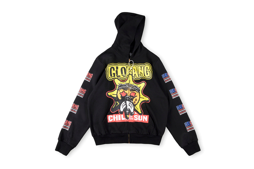 Glo Gang Boyz Worldwide Beverage Cartoon Zip-Up Hoodie - Light Gray - product image 4