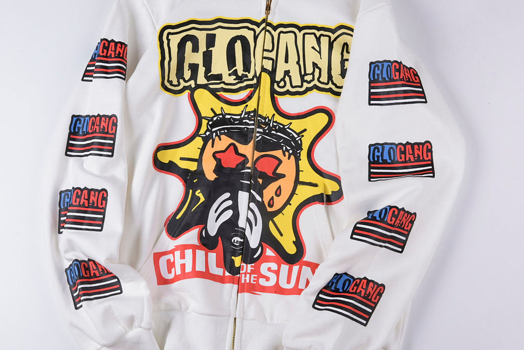 Glo Gang Boyz Worldwide Beverage Cartoon Zip-Up Hoodie - Light Gray - product image 8
