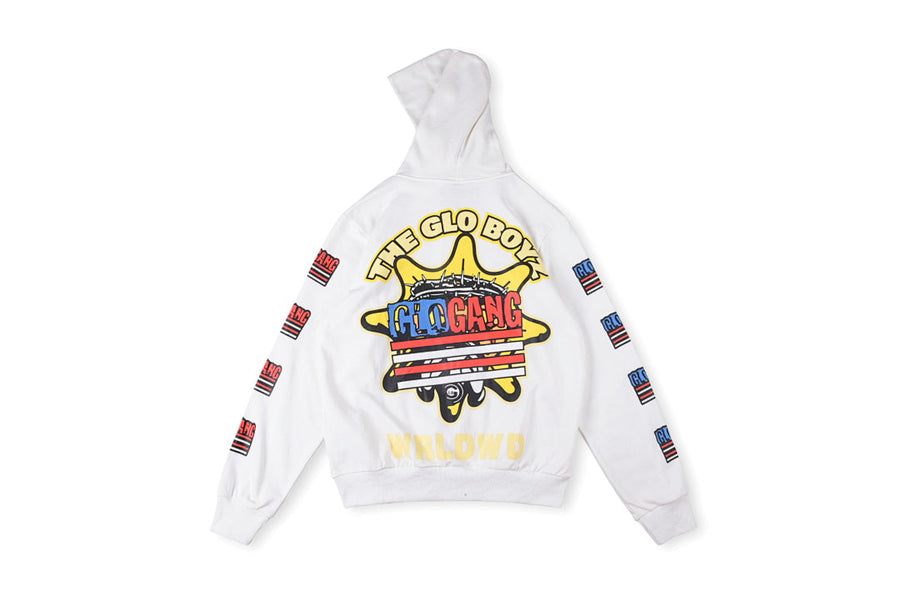 Glo Gang Boyz Worldwide Beverage Cartoon Zip-Up Hoodie - Light Gray
