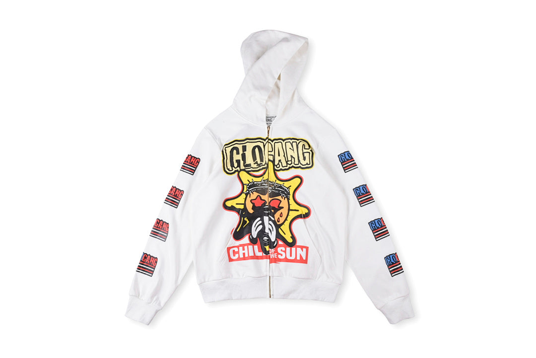 Glo Gang Boyz Worldwide Beverage Cartoon Zip-Up Hoodie - Light Gray - product image 1