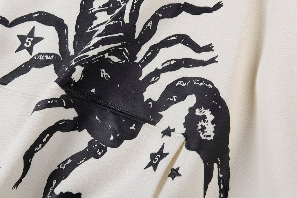 Sp5der Scorpion Print Cotton Hoodie - Light Gray - product image 6