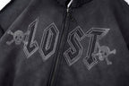 Lost Intricacy Lavender Skull Big Logo Crystal Washed Zip-Up Hoodie - Black - product image 9