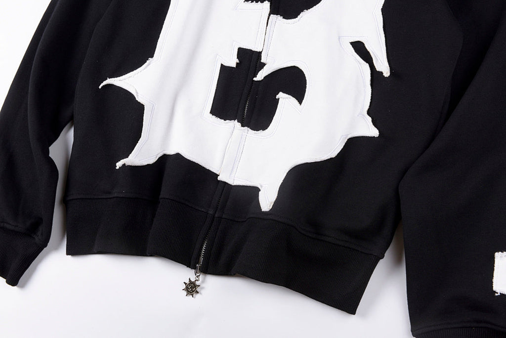 Glo Gang The Glory Rhinestone Cartoon Print Full Zip Hoodie - Black - product image 8
