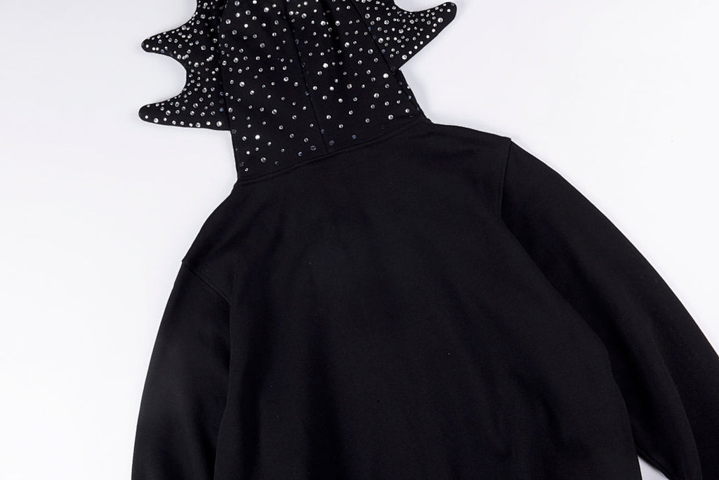 Glo Gang The Glory Rhinestone Cartoon Print Full Zip Hoodie - Black - product image 11