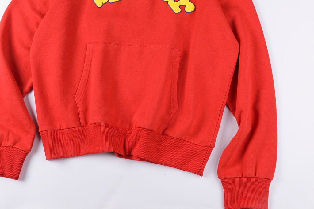 Sp5der Puff Logo Print American Hoodie - Red - product image 7
