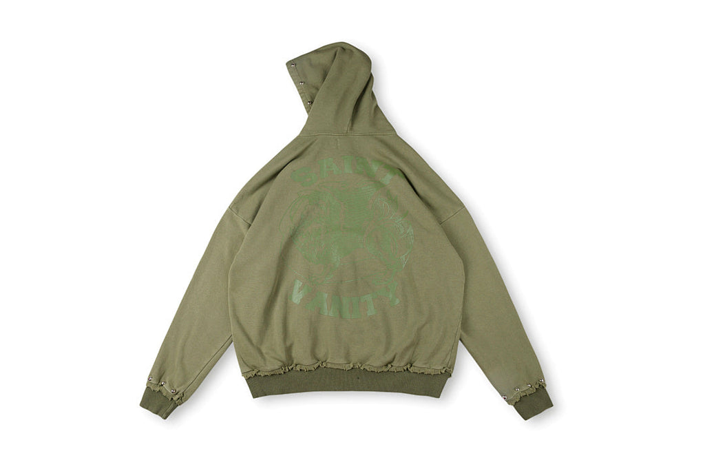 Saint Vanity Washed Distressed Studded Hoodie - Charcoal / Blue - product image 5