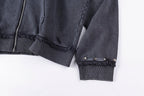 Saint Vanity Washed Distressed Studded Hoodie - Charcoal / Blue - product image 10
