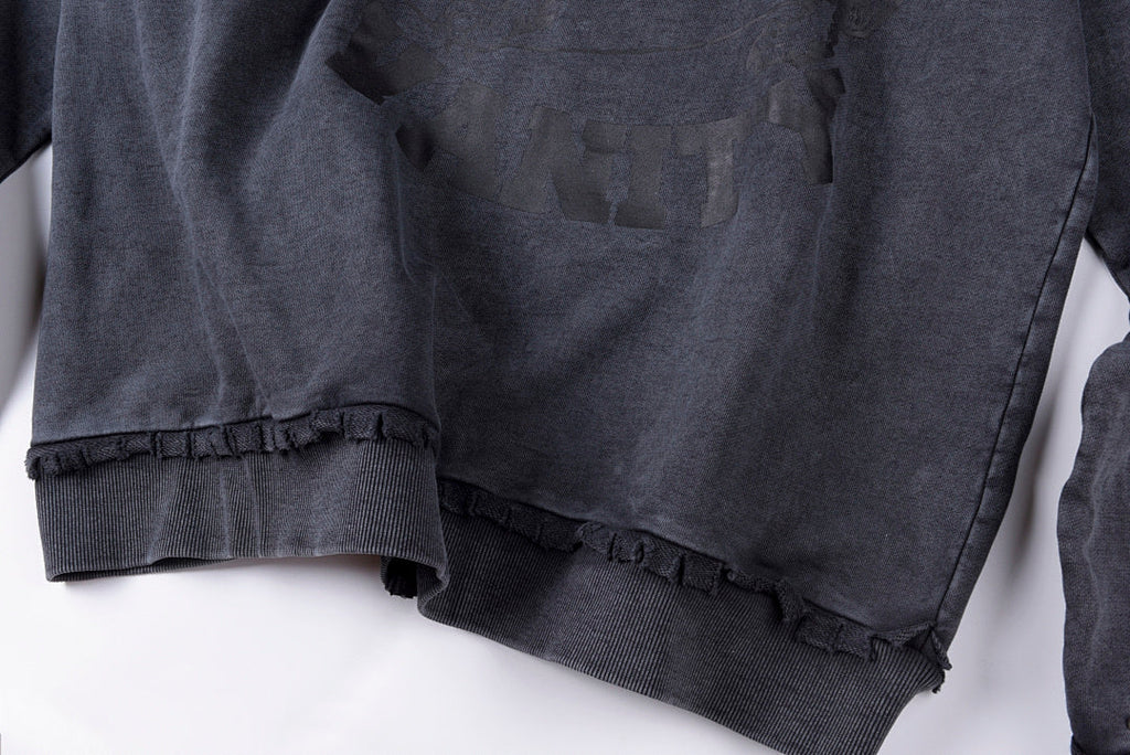 Saint Vanity Washed Distressed Studded Hoodie - Charcoal / Blue - product image 14