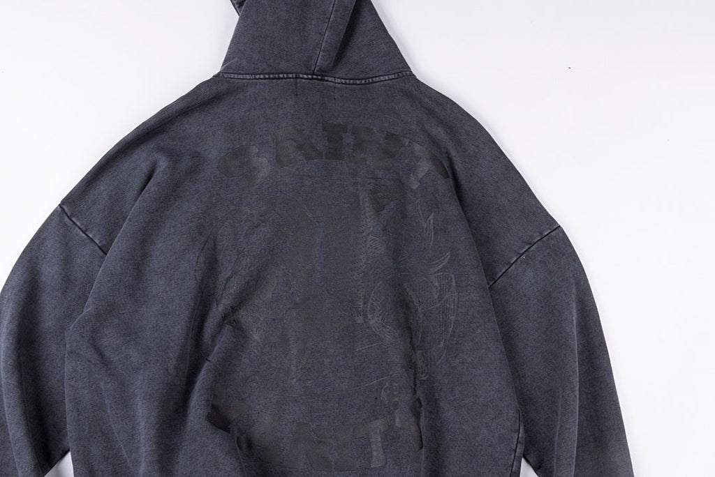 Saint Vanity Washed Distressed Studded Hoodie - Charcoal / Blue - product image 15