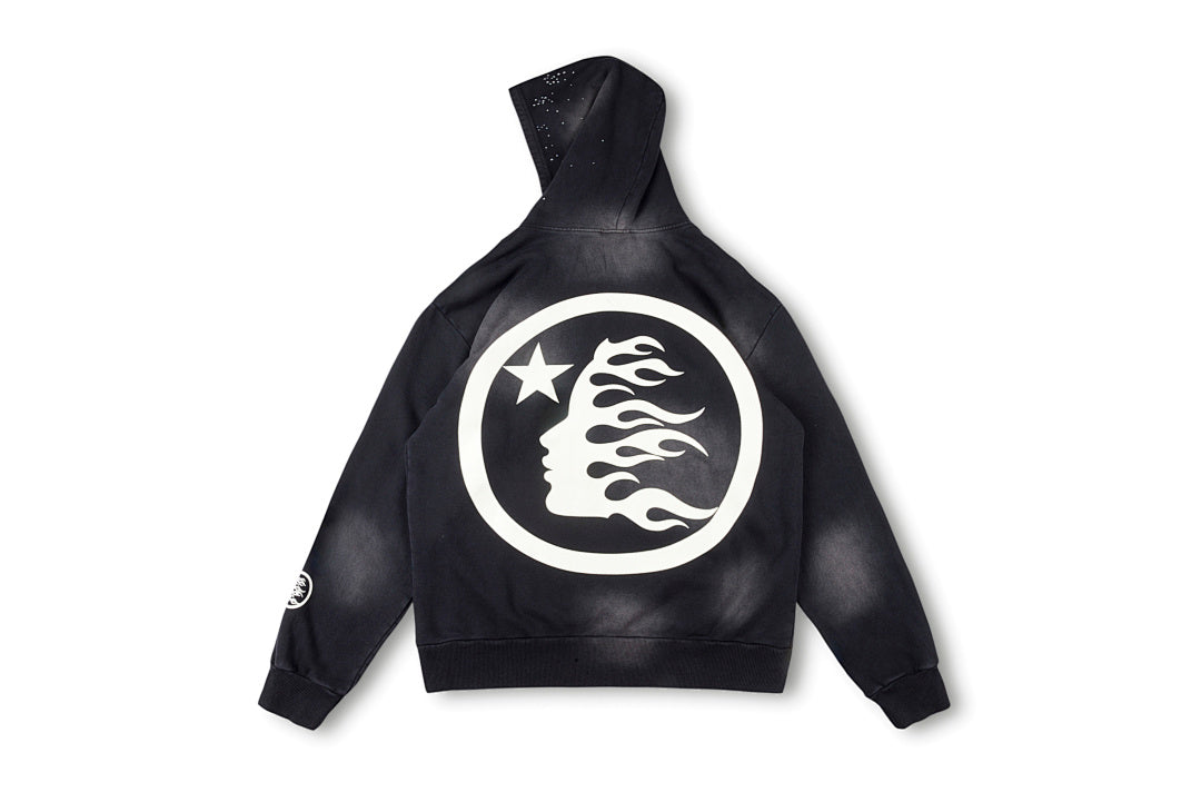 Hellstar Studios Oversized Logo Washed Crystal Embellished Hoodie - Black - product image 2