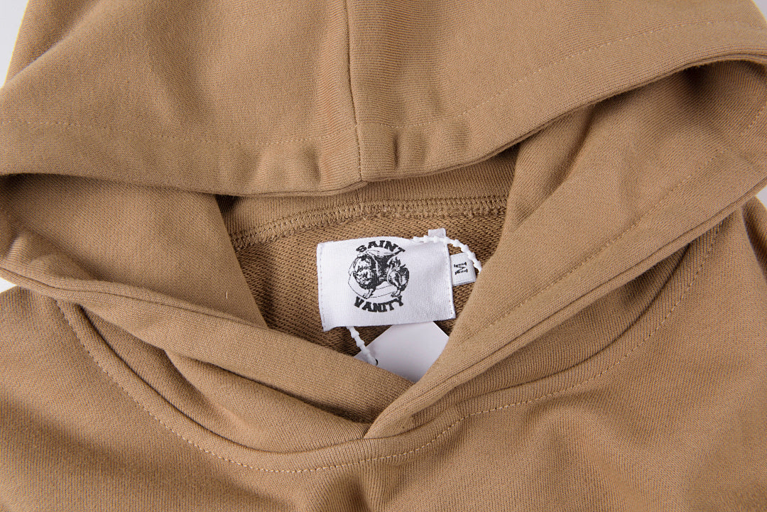 Saint Vanity Letter Print Minimal Cotton Hoodie - Beige - product image 6