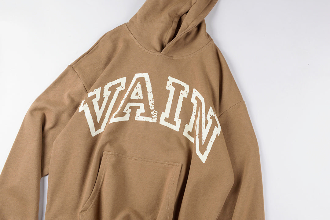 Saint Vanity Letter Print Minimal Cotton Hoodie - Beige - product image 9