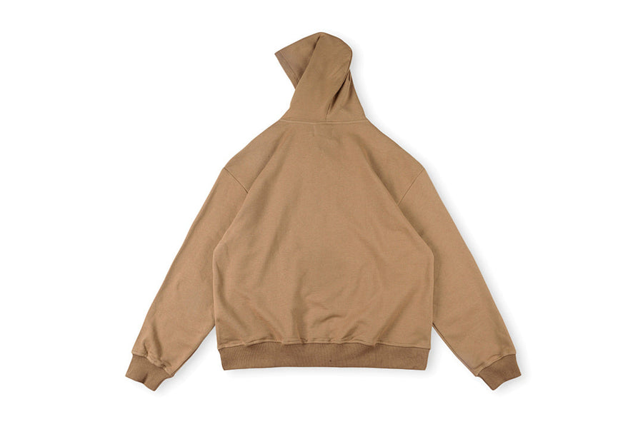 Saint Vanity Letter Print Minimal Cotton Hoodie - Beige