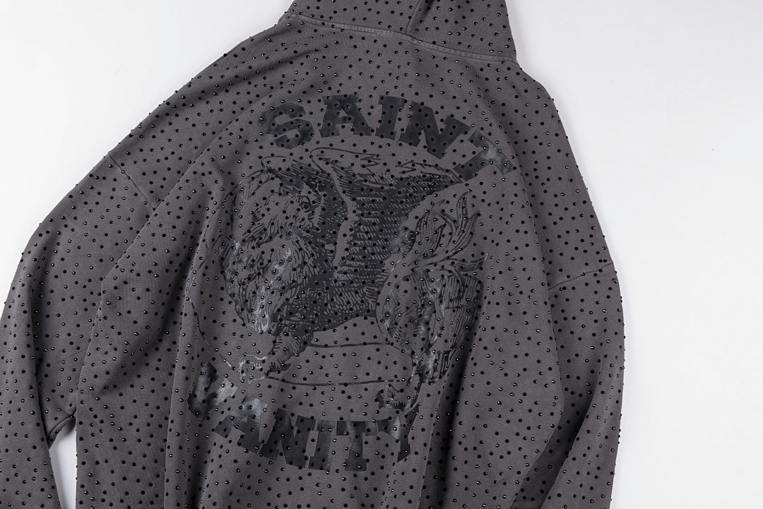 Saint Vanity Full Crystal Washed Hoodie - Charcoal - product image 11