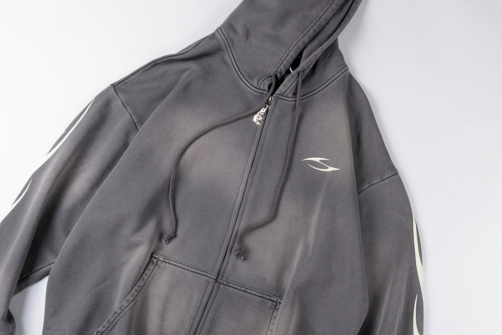 Hellstar Studios Washed Cotton Full Zip Hoodie - Gray - product image 9