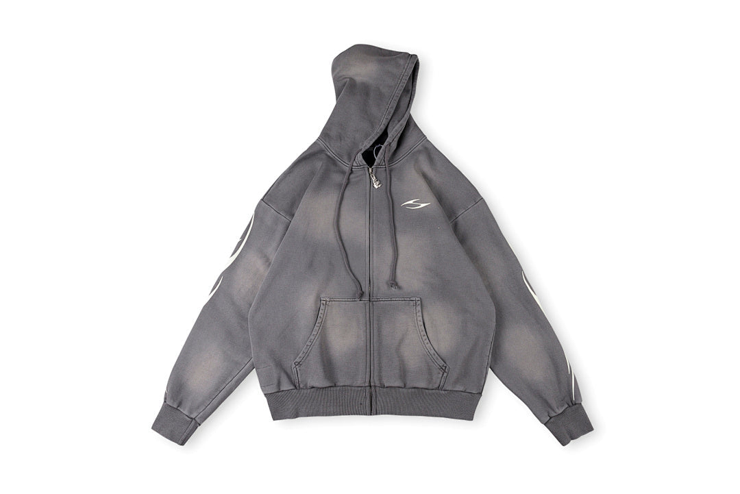 Hellstar Studios Washed Cotton Full Zip Hoodie - Gray - product image 1