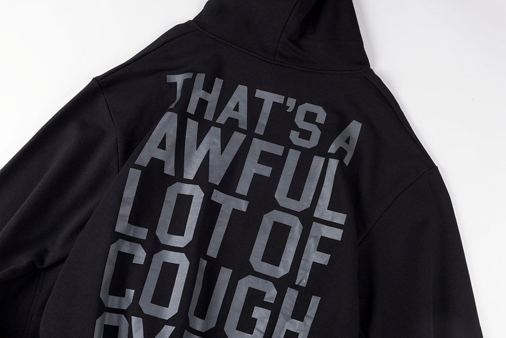 That's A Awful Lot of Cough Syrup Batwing Letter Print Hoodie - Black - product image 11