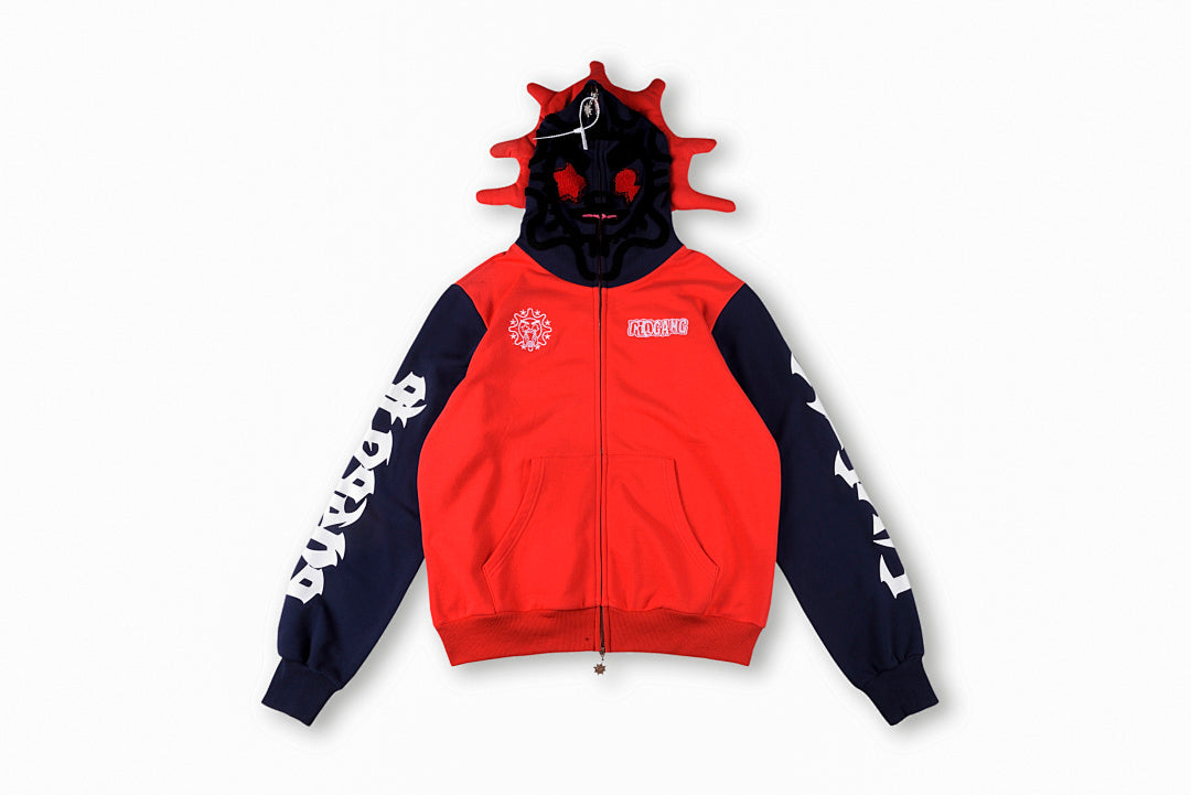 Glo Gang The Glory Embroidered Pointed Hood Full Zip Hoodie - Navy Black - product image 1