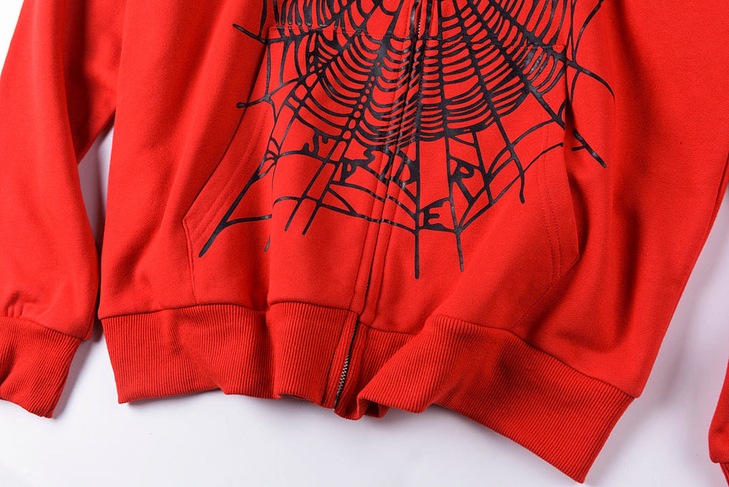 Sp5der Worldwide 555555 Spider Web Print Studded Matching Set Hoodie - Red - product image 7