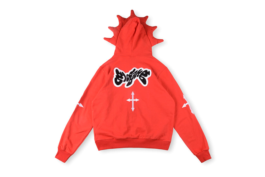 Glo Gang The Glory Embroidered Pointed Hood Full Zip Hoodie - Gray / Black - product image 5