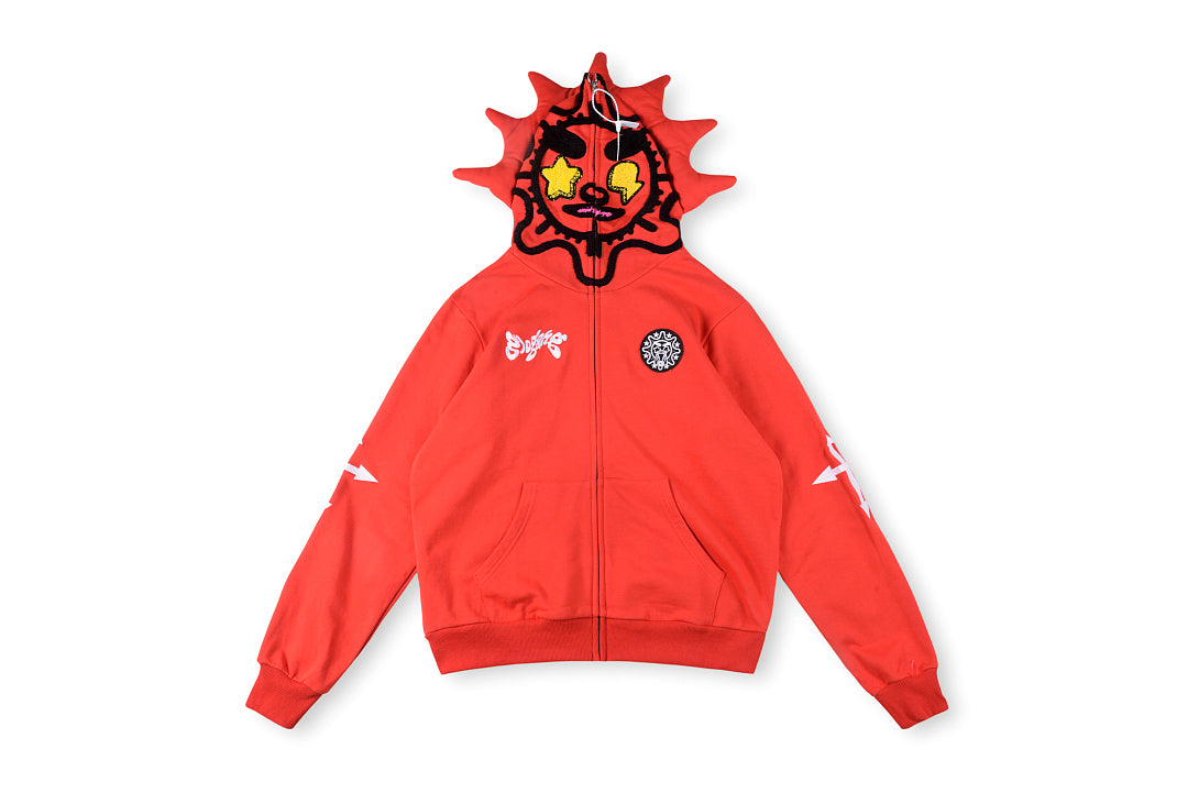 Glo Gang The Glory Embroidered Pointed Hood Full Zip Hoodie - Gray / Black - product image 6