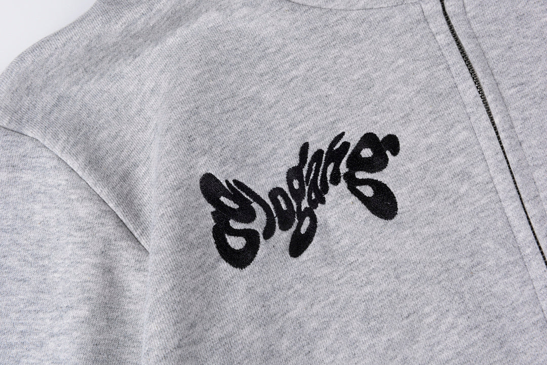 Glo Gang The Glory Embroidered Pointed Hood Full Zip Hoodie - Gray / Black - product image 10