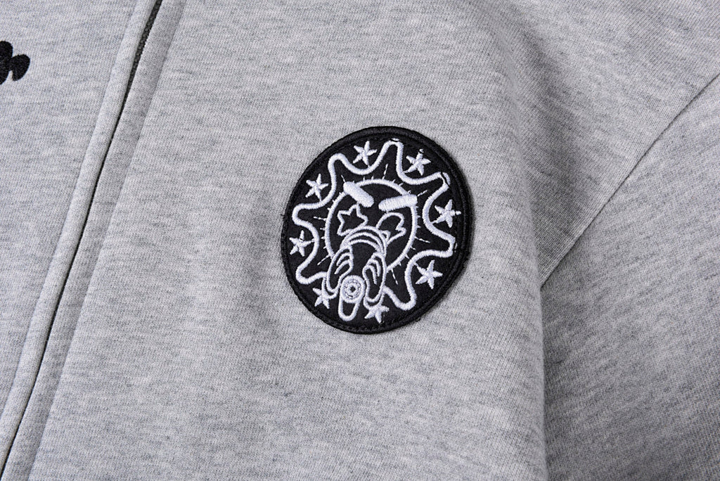 Glo Gang The Glory Embroidered Pointed Hood Full Zip Hoodie - Gray / Black - product image 4
