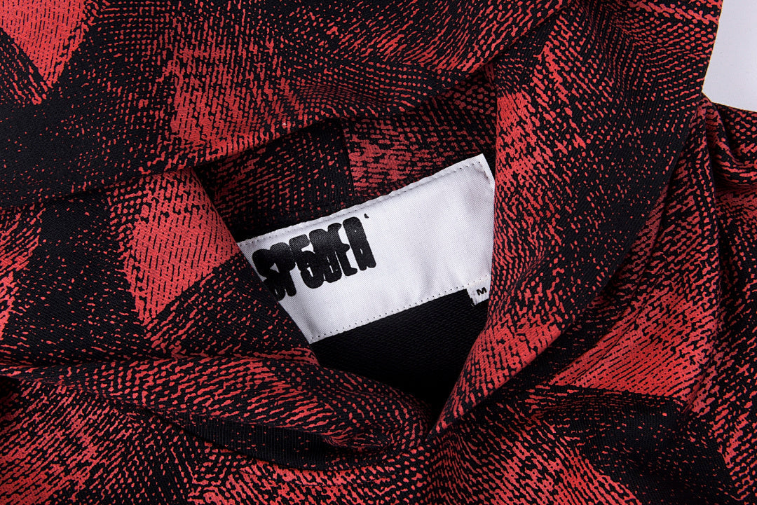 Sp5der 555555 Worldwide Vintage Red-Black Plaid Spider Web Hoodie - Burgundy - product image 4