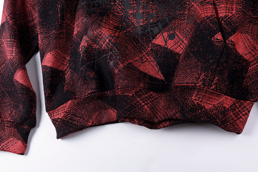 Sp5der 555555 Worldwide Vintage Red-Black Plaid Spider Web Hoodie - Burgundy - product image 7