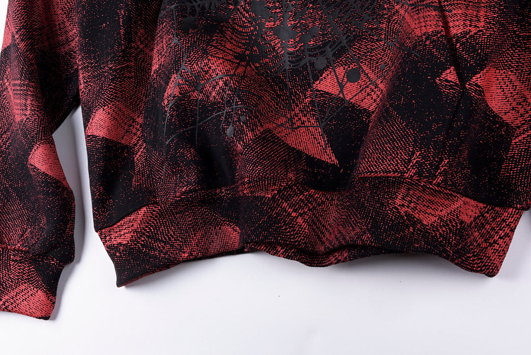 Sp5der 555555 Worldwide Vintage Red-Black Plaid Spider Web Hoodie - Burgundy - product image 7